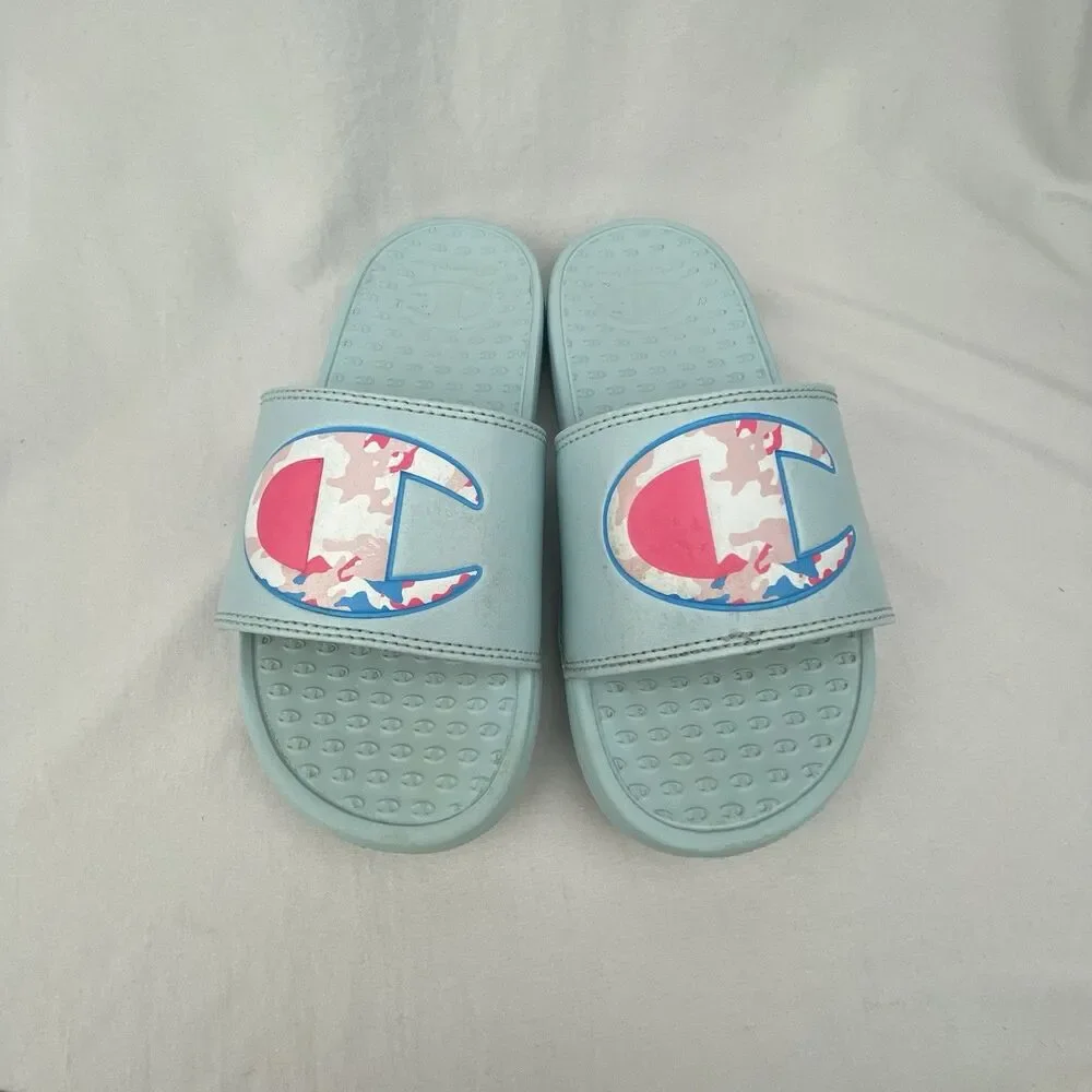 Champion Slides Size 2 Super Slide Camo Little Kids Girls‎ Blue Pink Sports Swim